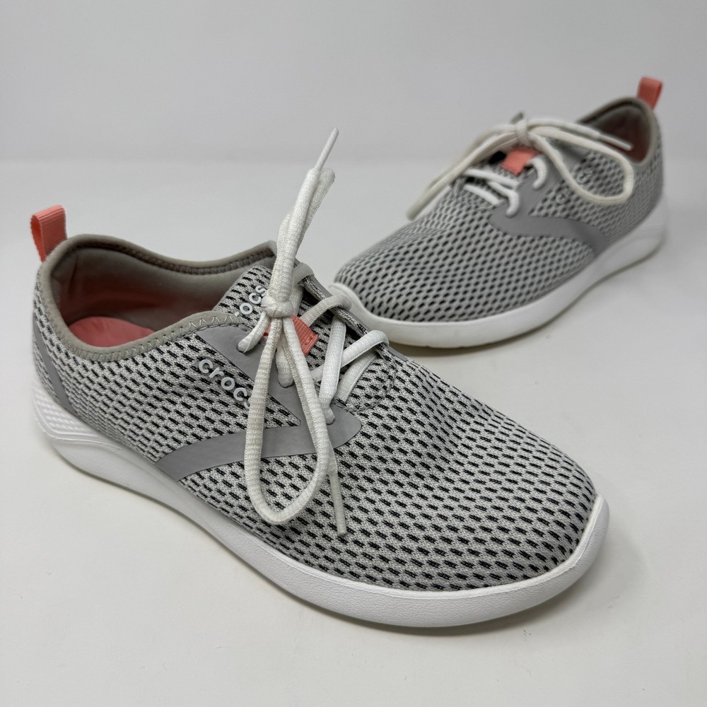 Crocs Literide Comfort Shoes Walking Mesh Sneaker Breathable Gray Women's Size 6